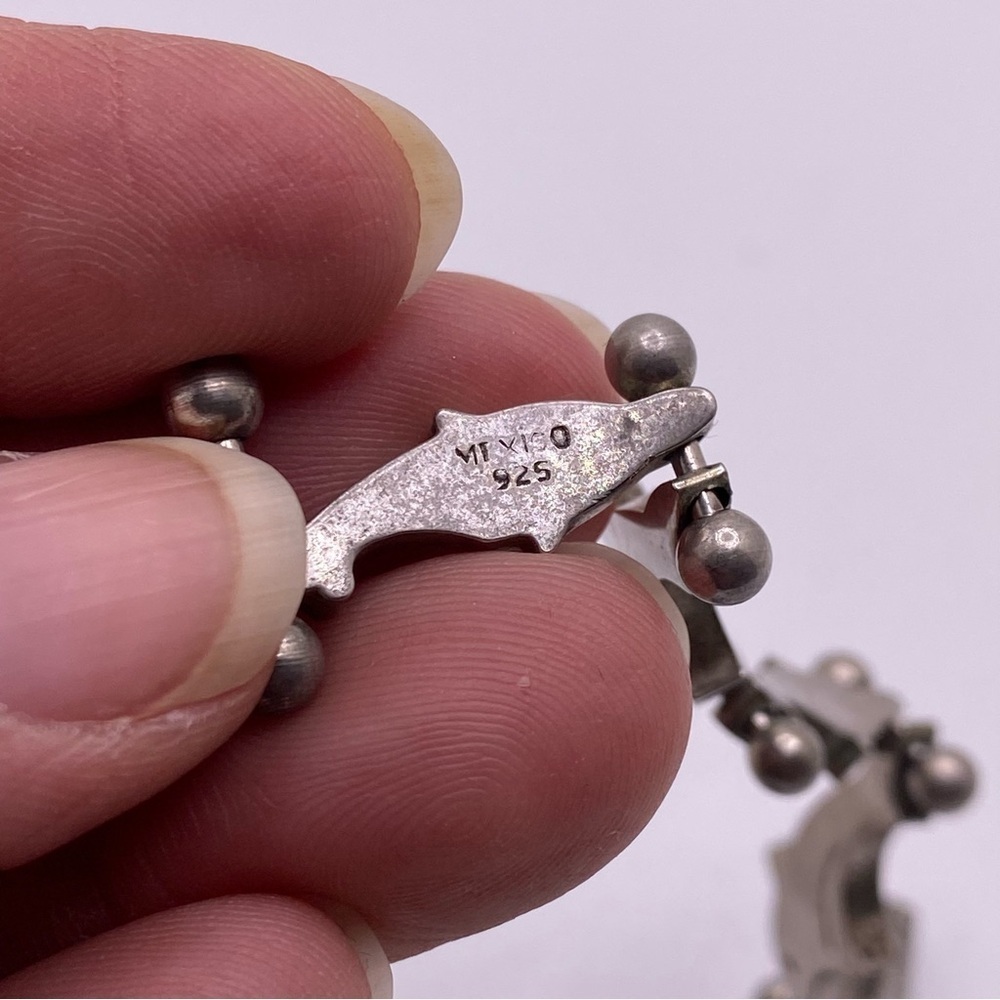 Dolphin Link Bracelet 925 Sterling Silver Hinge snap clasp - Picture 3 of 4
